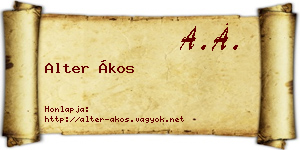 Alter Ákos névjegykártya